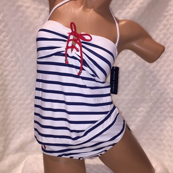 NEW Ralph Lauren Striped Tankini Panty Swimsuit - Picture 3 of 8